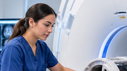 MRI technologist preparing an MRI scanner